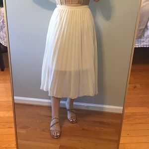 Cream Pleated Midi Skirt